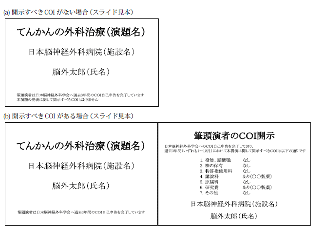 (a) 開示すべきCOI がない場合　(b) 開示すべきCOI がある場合