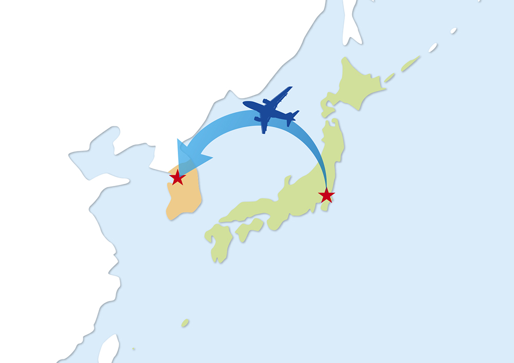 Air Travel Map to Korea