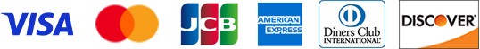 VISA、MasterCard、JCB、Amex、Diners、Discover