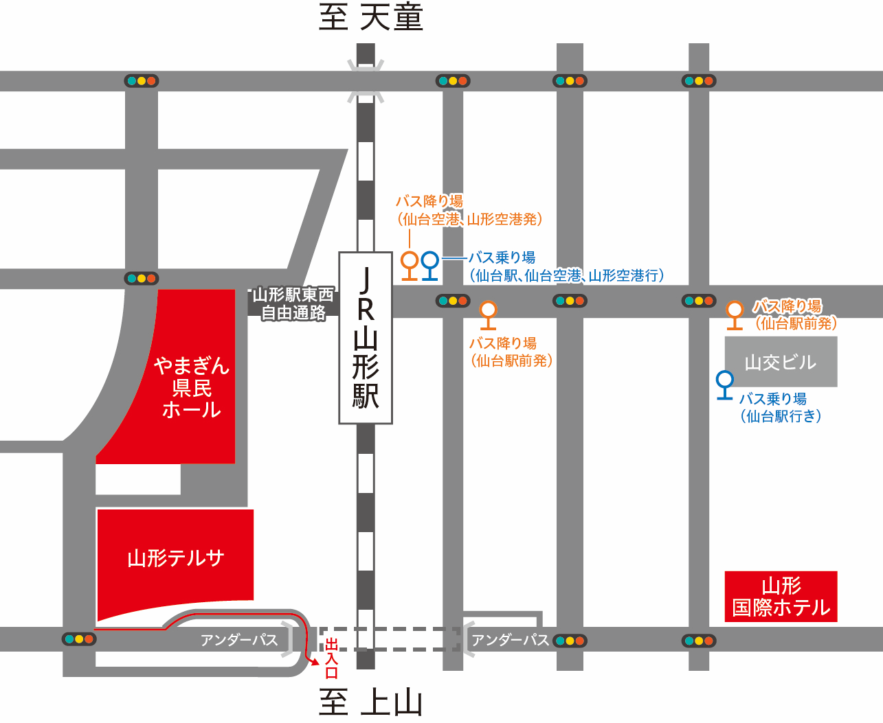 会場周辺の高速バス乗降場所