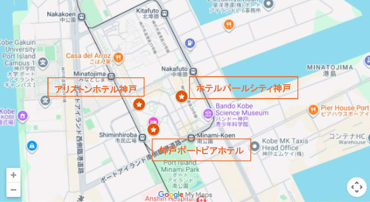 Hotel locations map