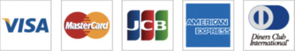 VISA、MasterCard、JCB、AMEX、Diners Club